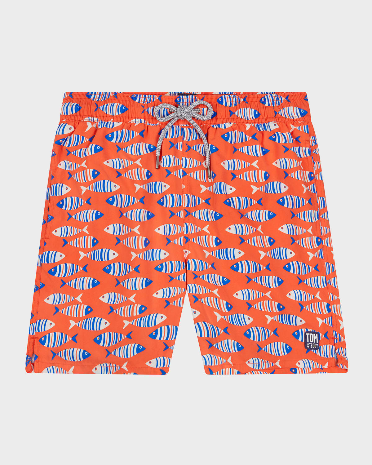 Tom & Teddy Fish Swim Trunks In Striped Orange