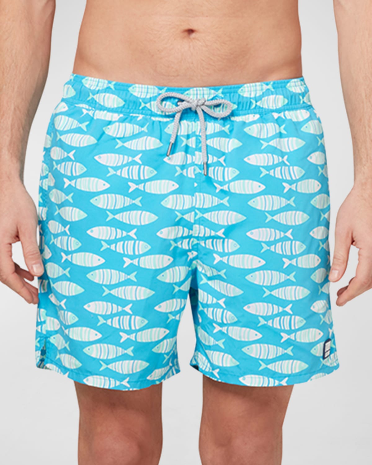 Shop Tom & Teddy Men's Fish-print Swim Shorts In Striped Blue