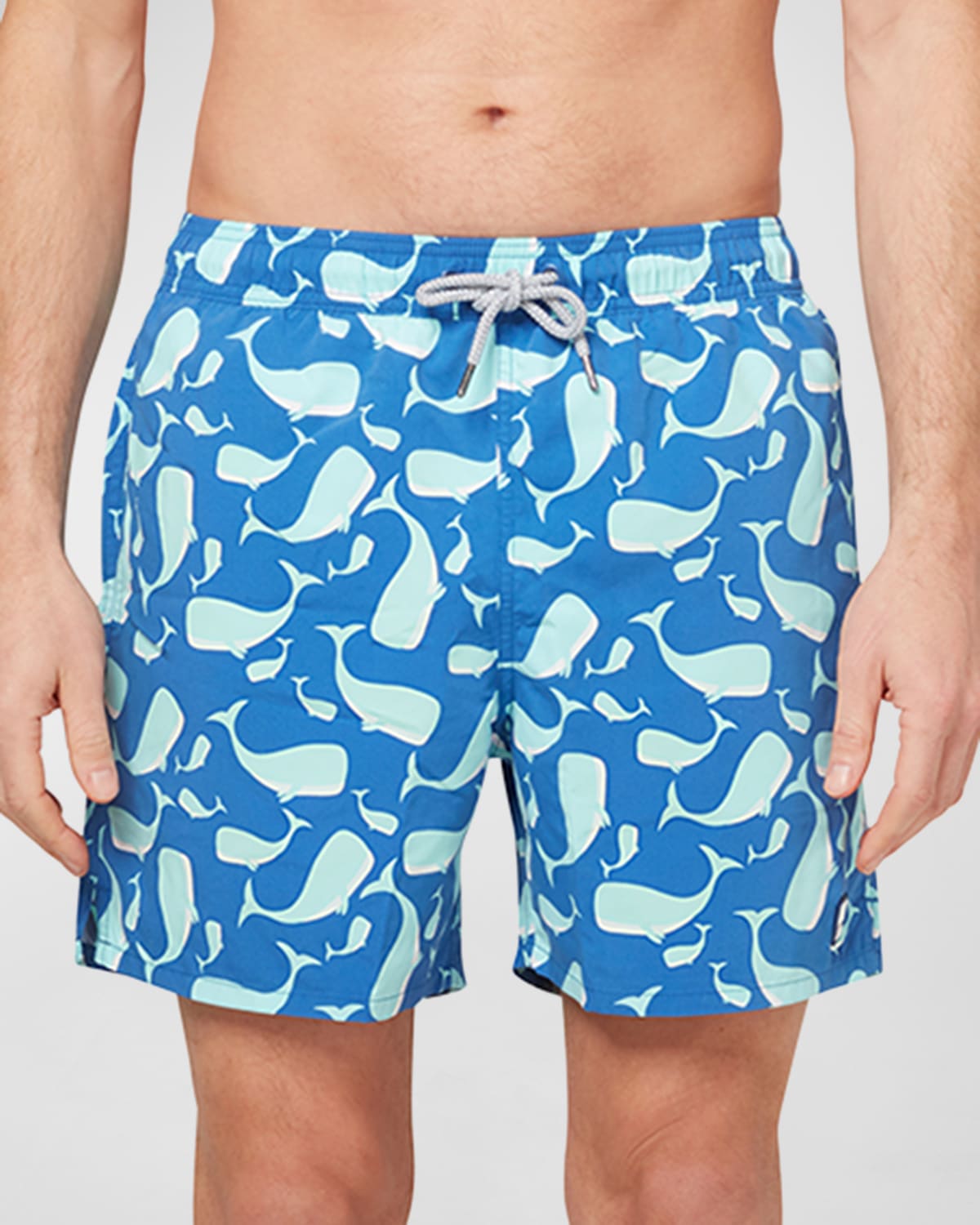 Shop Tom & Teddy Men's Whale-print Swim Shorts In Navy/aqua