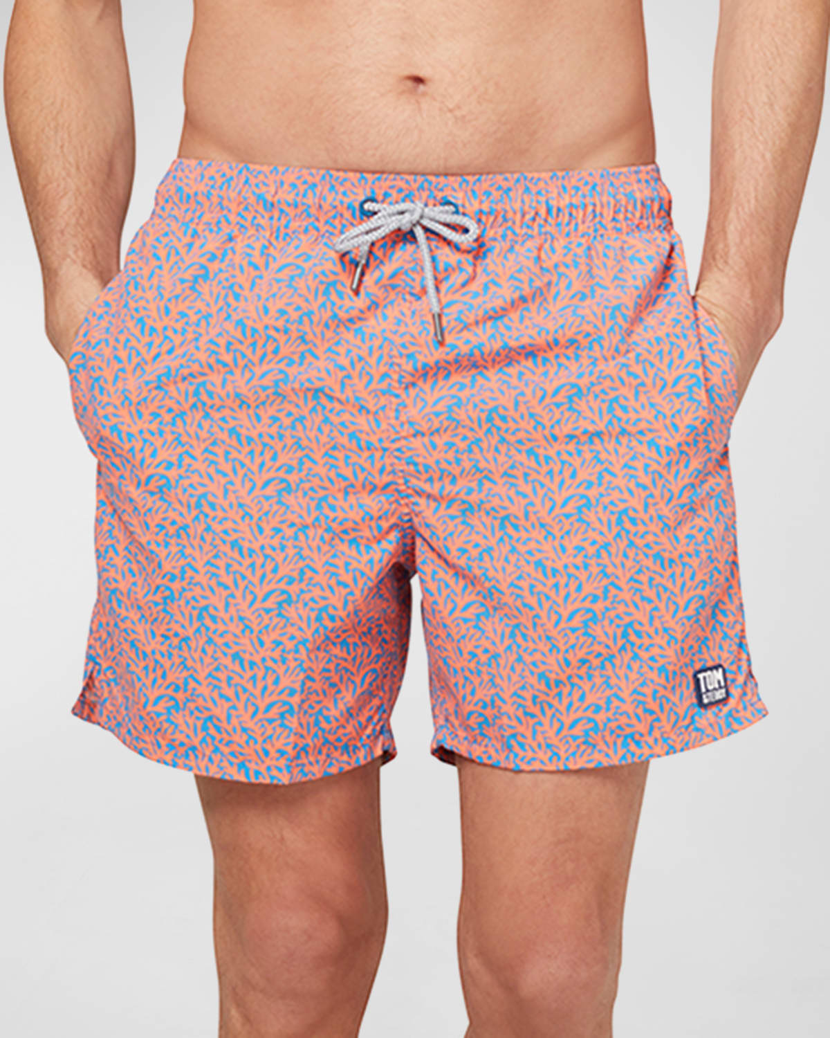 Shop Tom & Teddy Men's Coral-print Swim Shorts In Mid Blue/orange