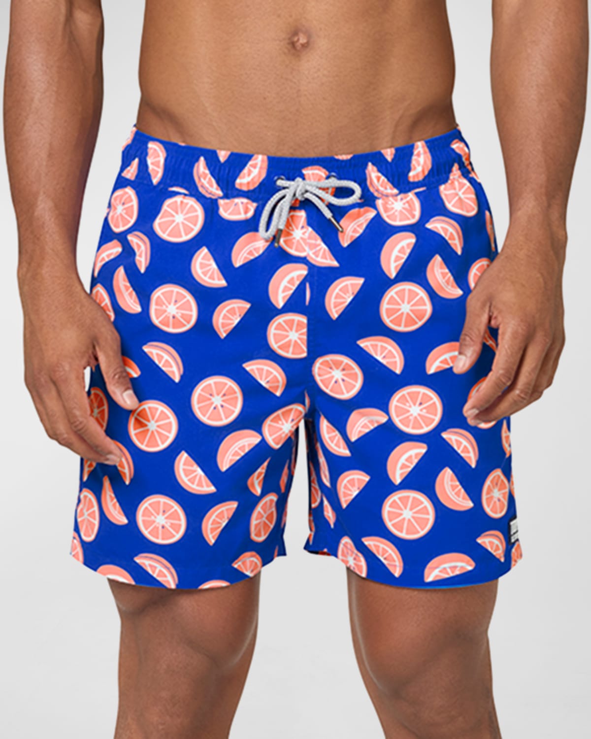 Tom & Teddy Men's Citrus-print Swim Shorts In Cobalt/pink