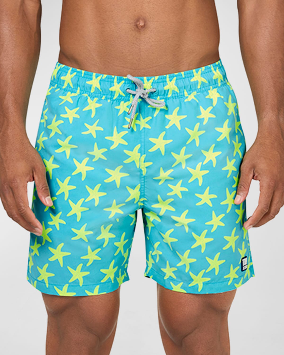 Shop Tom & Teddy Men's Starfish-print Swim Shorts In Sky/yellow