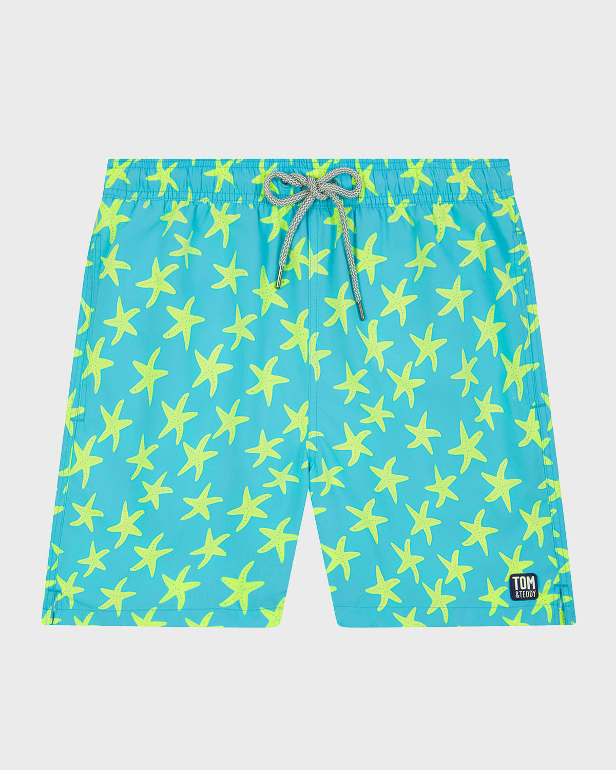 Tom & Teddy Men's Starfish-print Swim Shorts In Sky/yellow