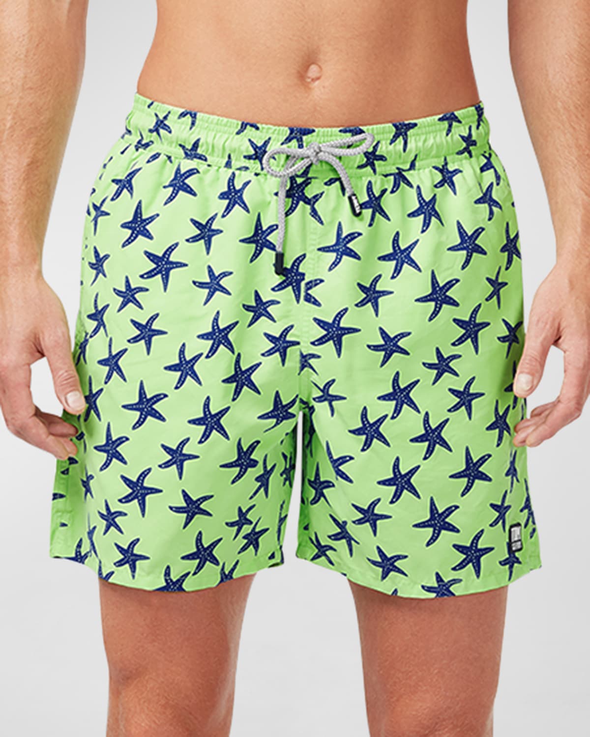 Tom & Teddy Men's Starfish-print Swim Shorts In Fresh Green/blue