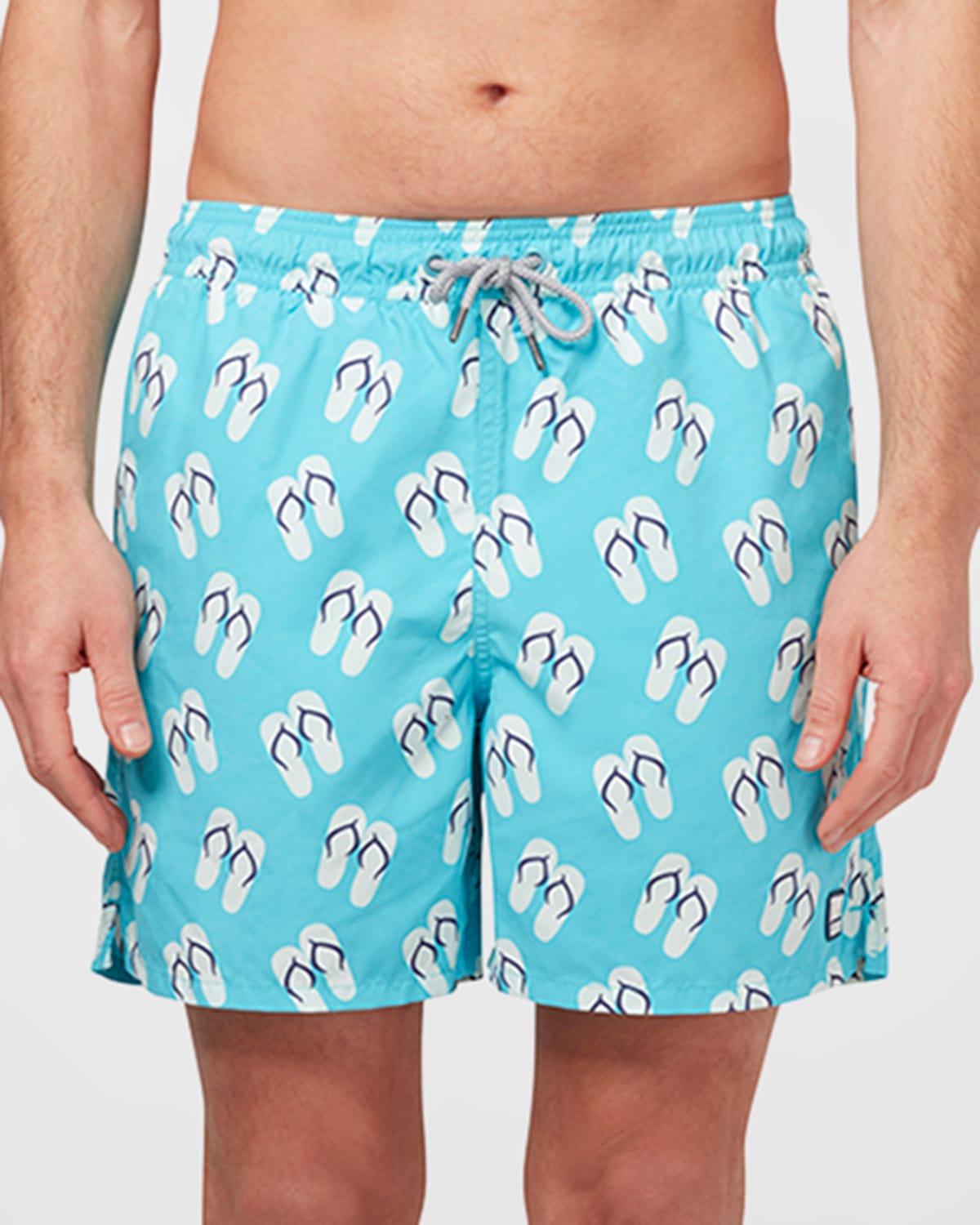 Tom & Teddy Men's Flip Flop-print Swim Shorts In Scuba Blue