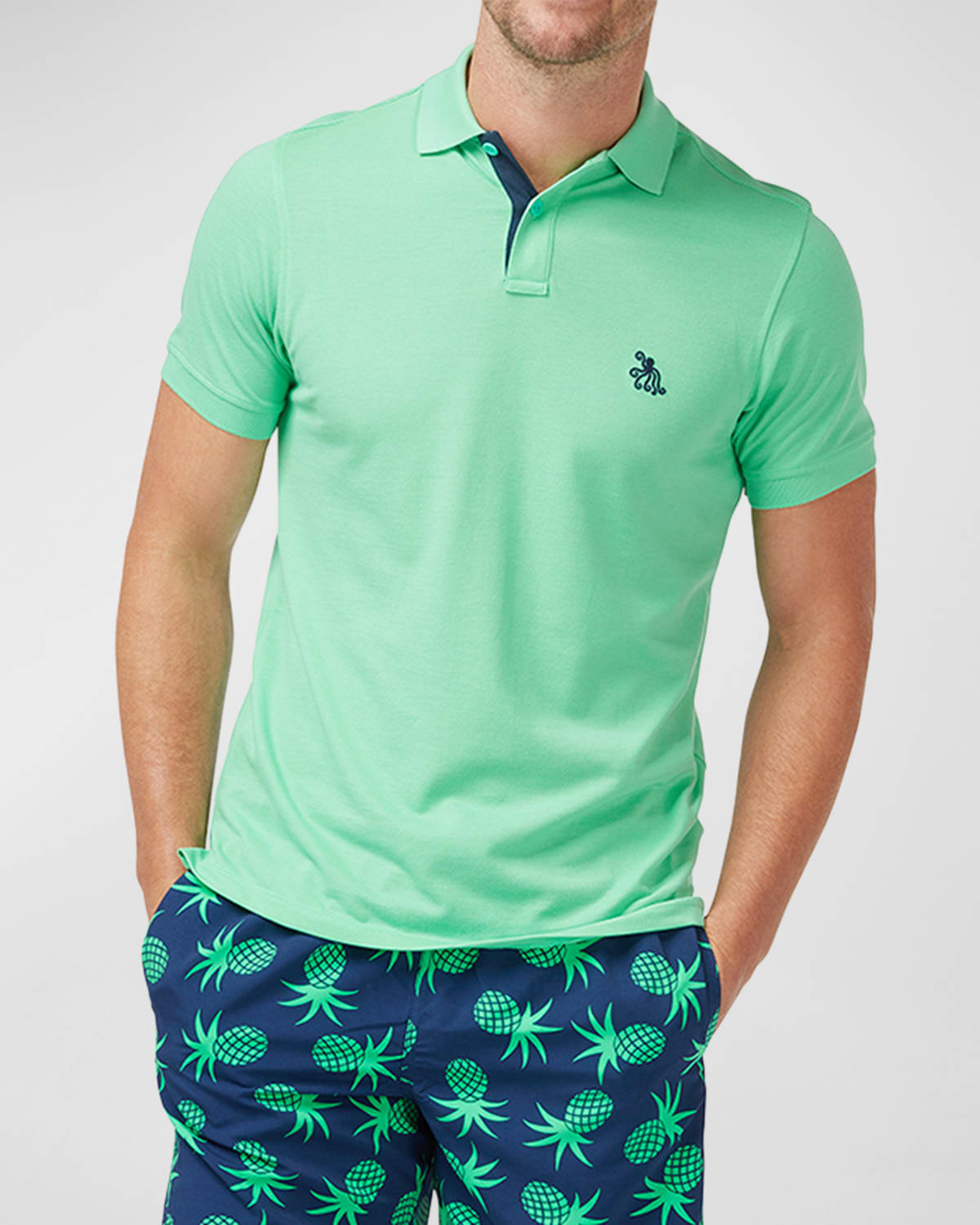 Tom & Teddy Men's Soft Pima Cotton Polo Shirt In Summer Green