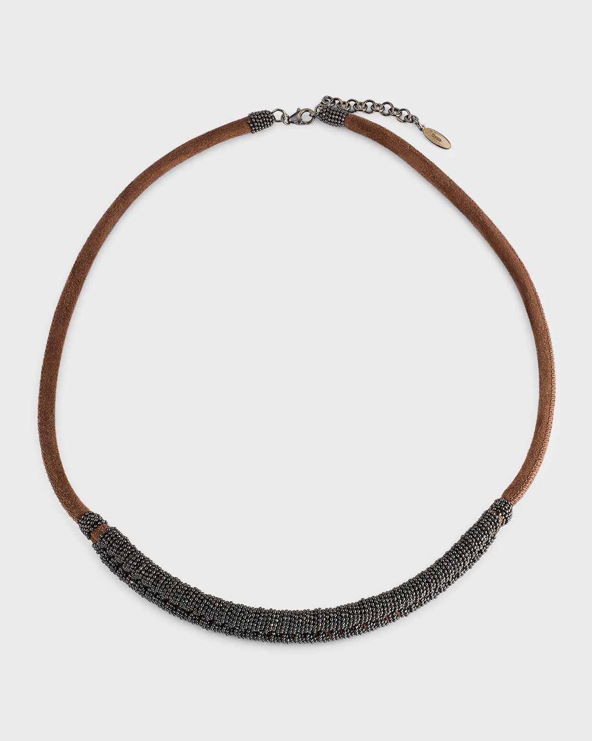 Brunello Cucinelli Monili Braided Leather Choker Necklace In Cqd39 Black