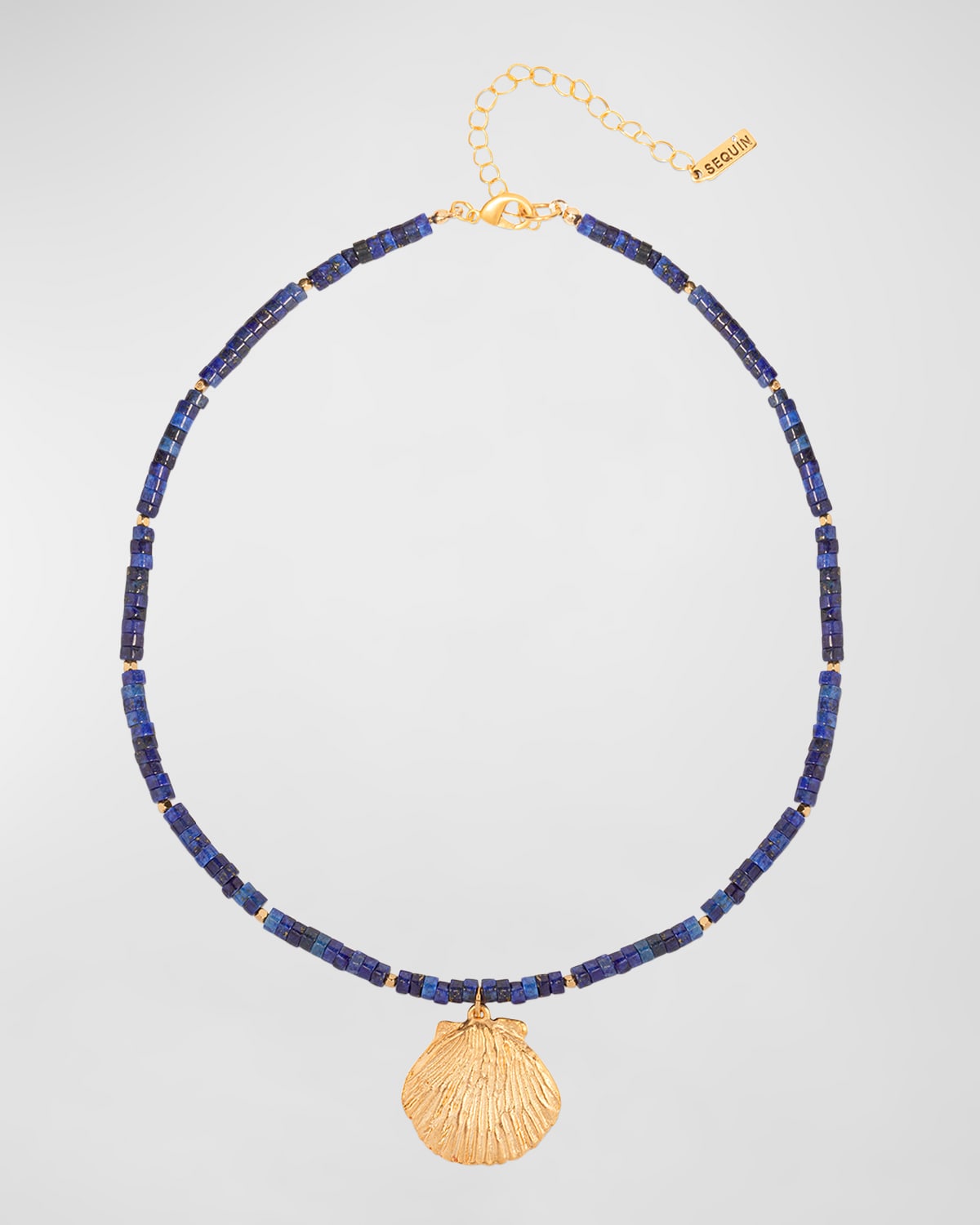 Sequin Shell Necklace In Blue