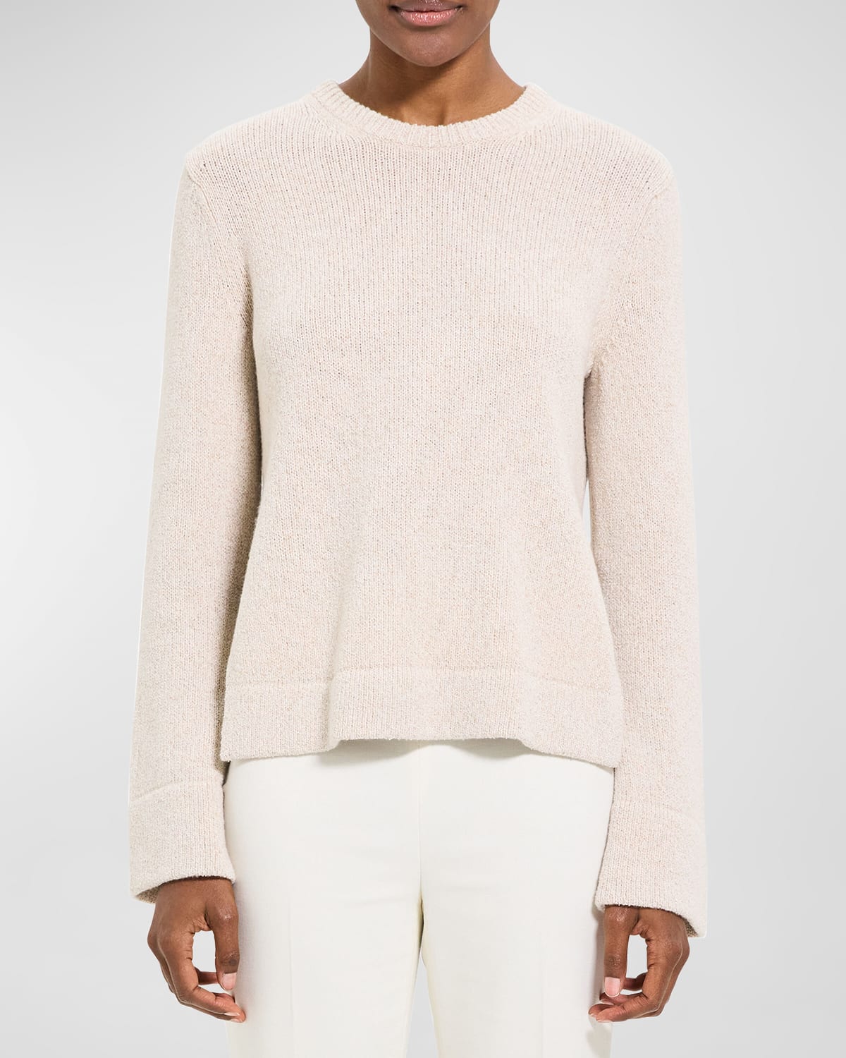 Shop Theory Wool And Cashmere Boucle Side-split Sweater In Beige Muln