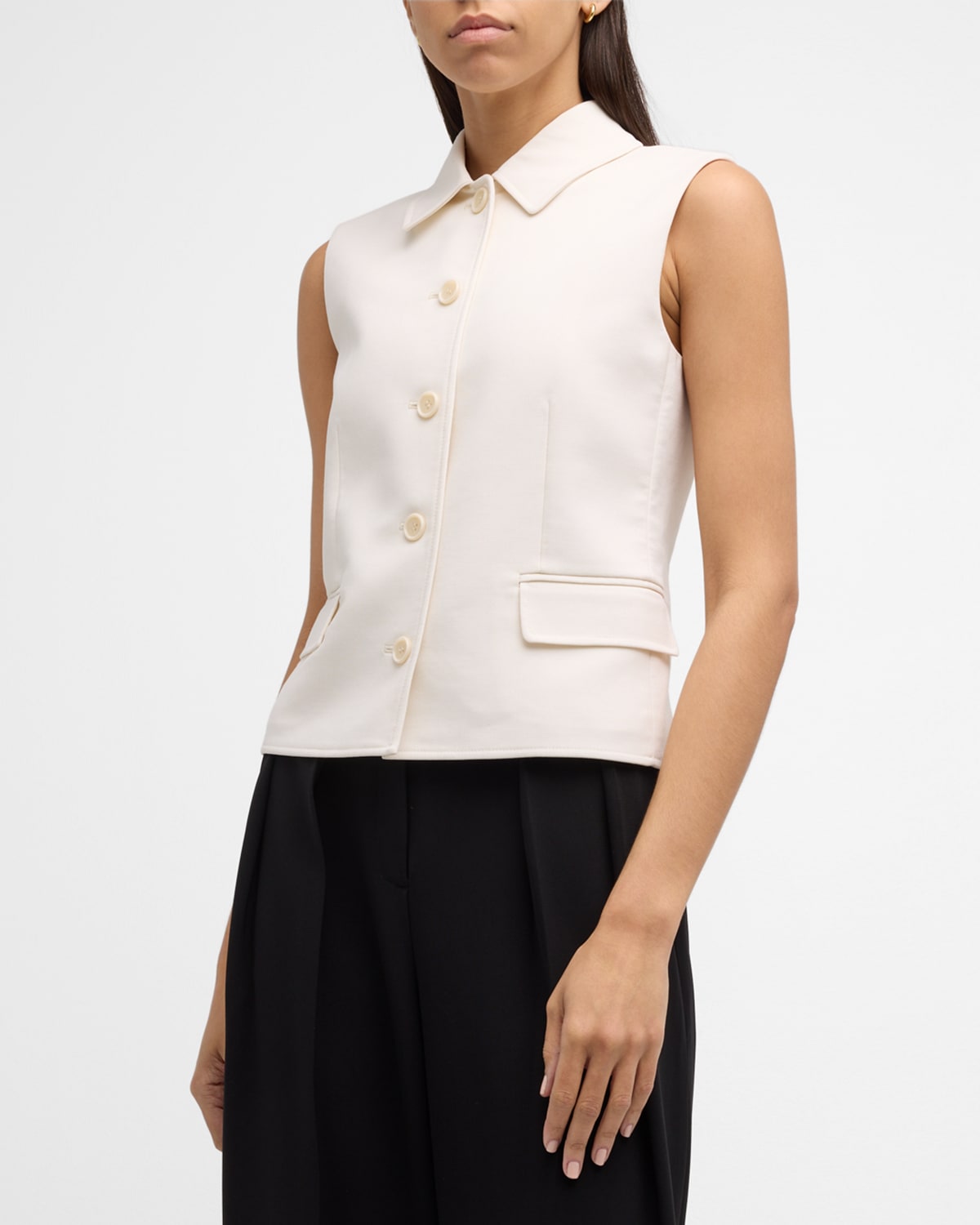 Theory Collared Tailored Vest In Ivory