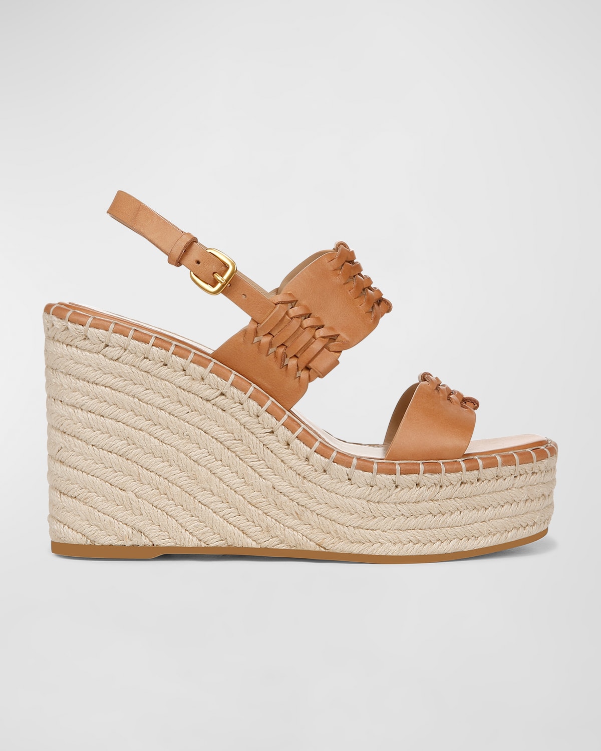 Riya Woven Leather Wedge Espadrilles