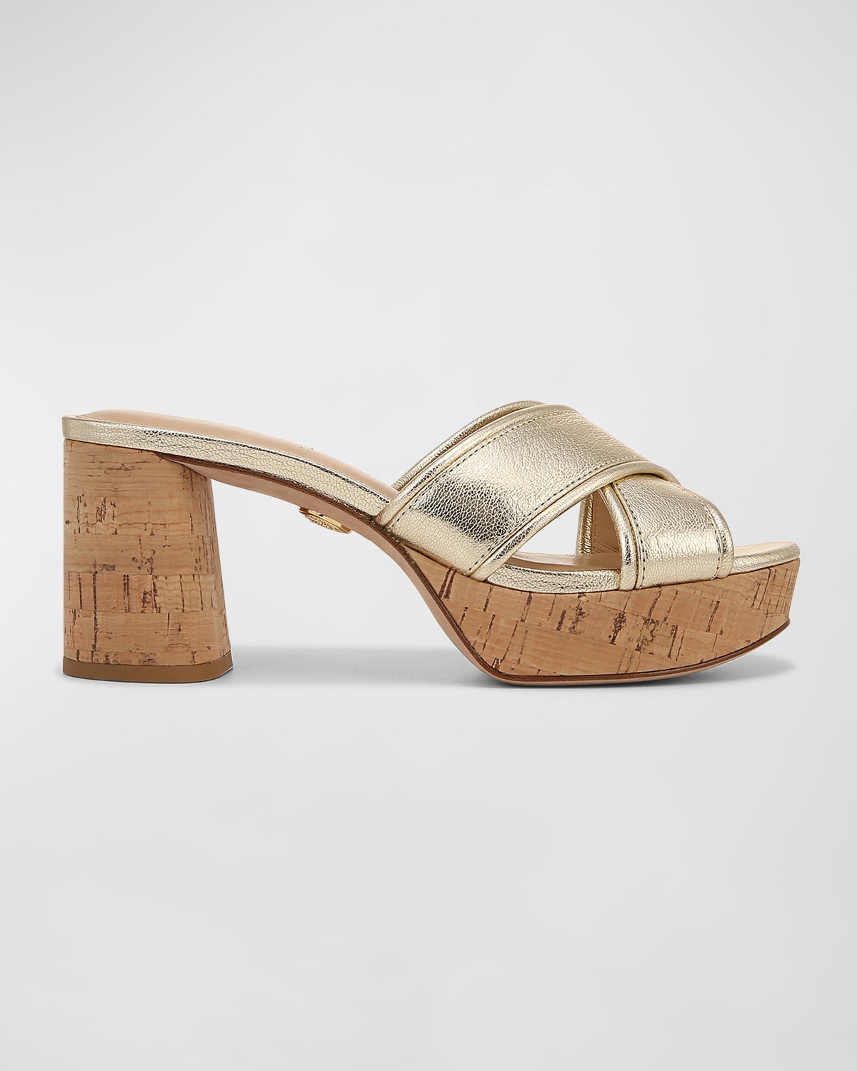 Shop Veronica Beard Dory Metallic Crisscross Platform Sandals In Platinum