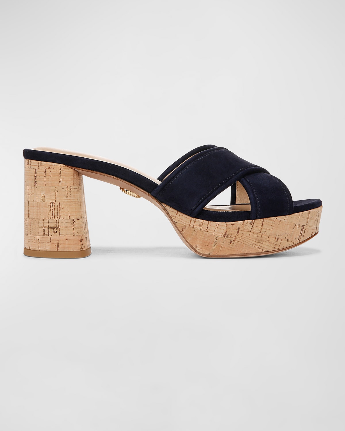 Shop Veronica Beard Dory Suede Crisscross Sandals In French Navy Suede