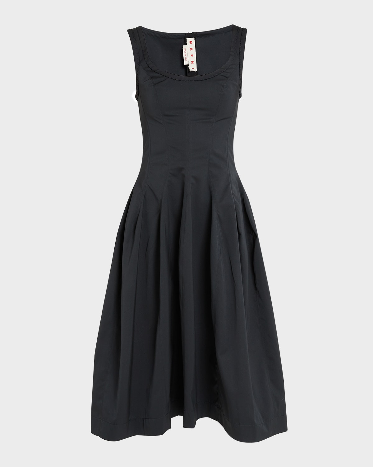 Shop Marni A-line Corset Midi Dress In Black