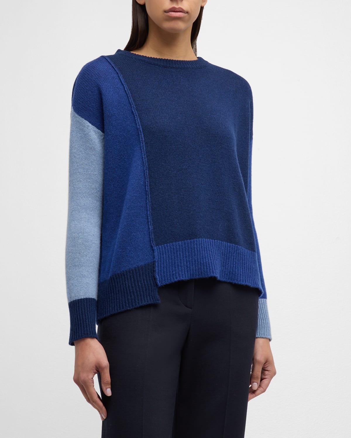 Marni Blue Color Block Sweater In Ocean