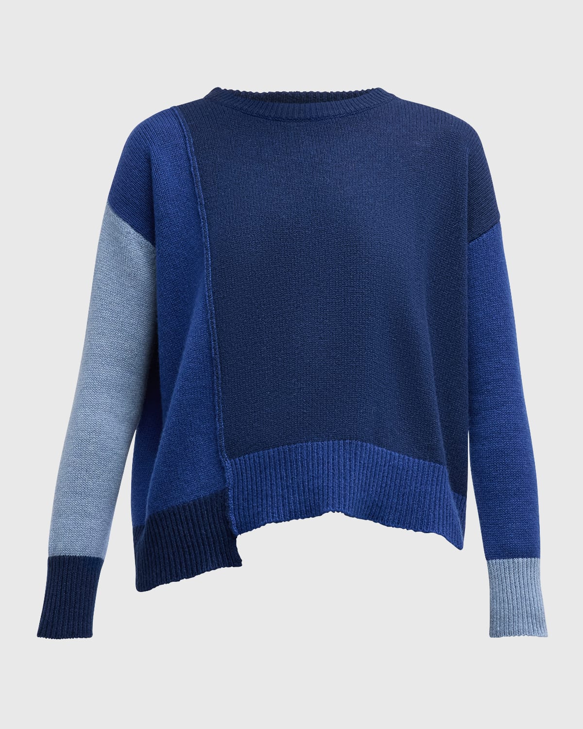 Shop Marni Patchwork Cashmere Crewneck Sweater In Ocean