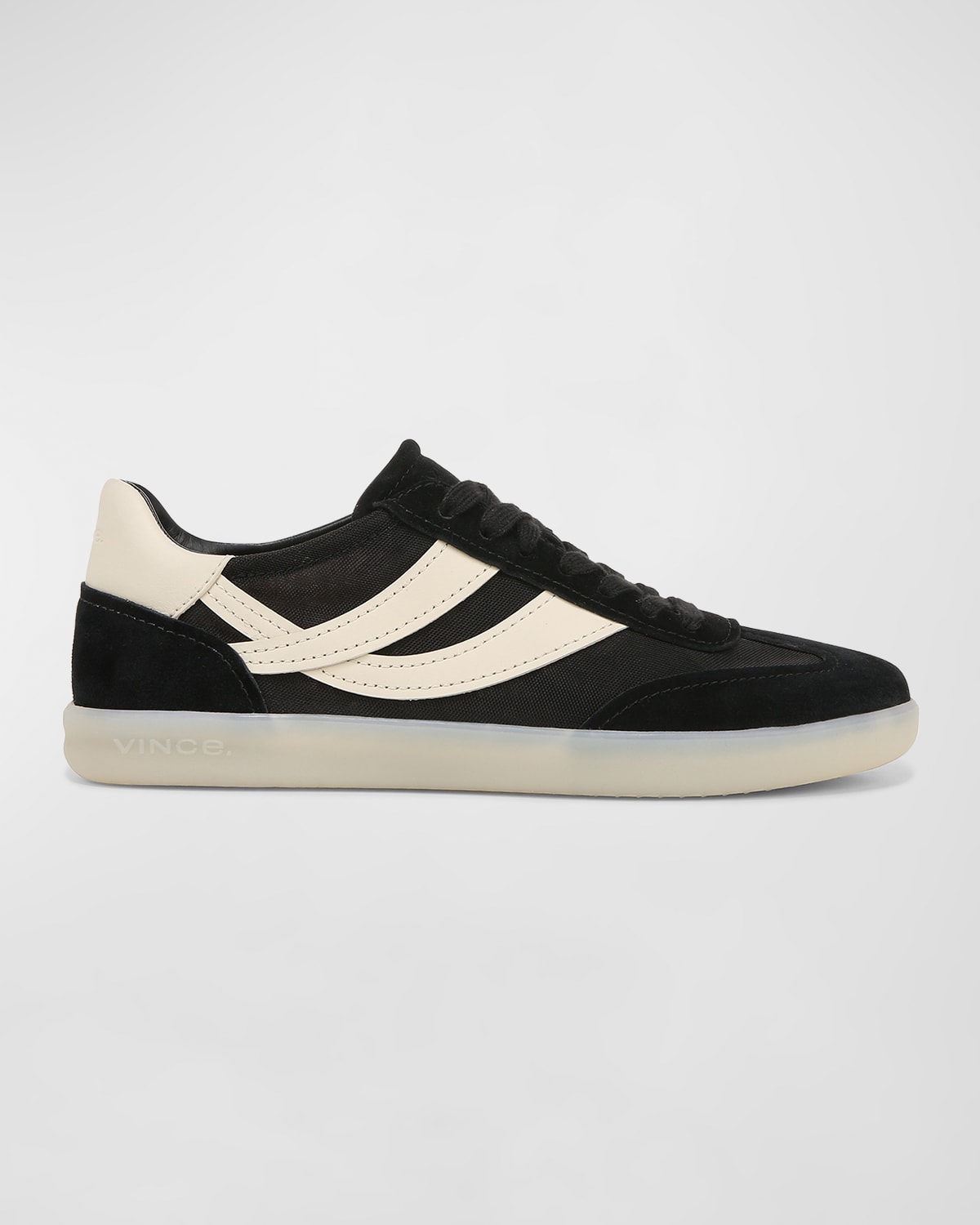 Vince Oasis Mixed Leather Retro Sneakers In Black Suede