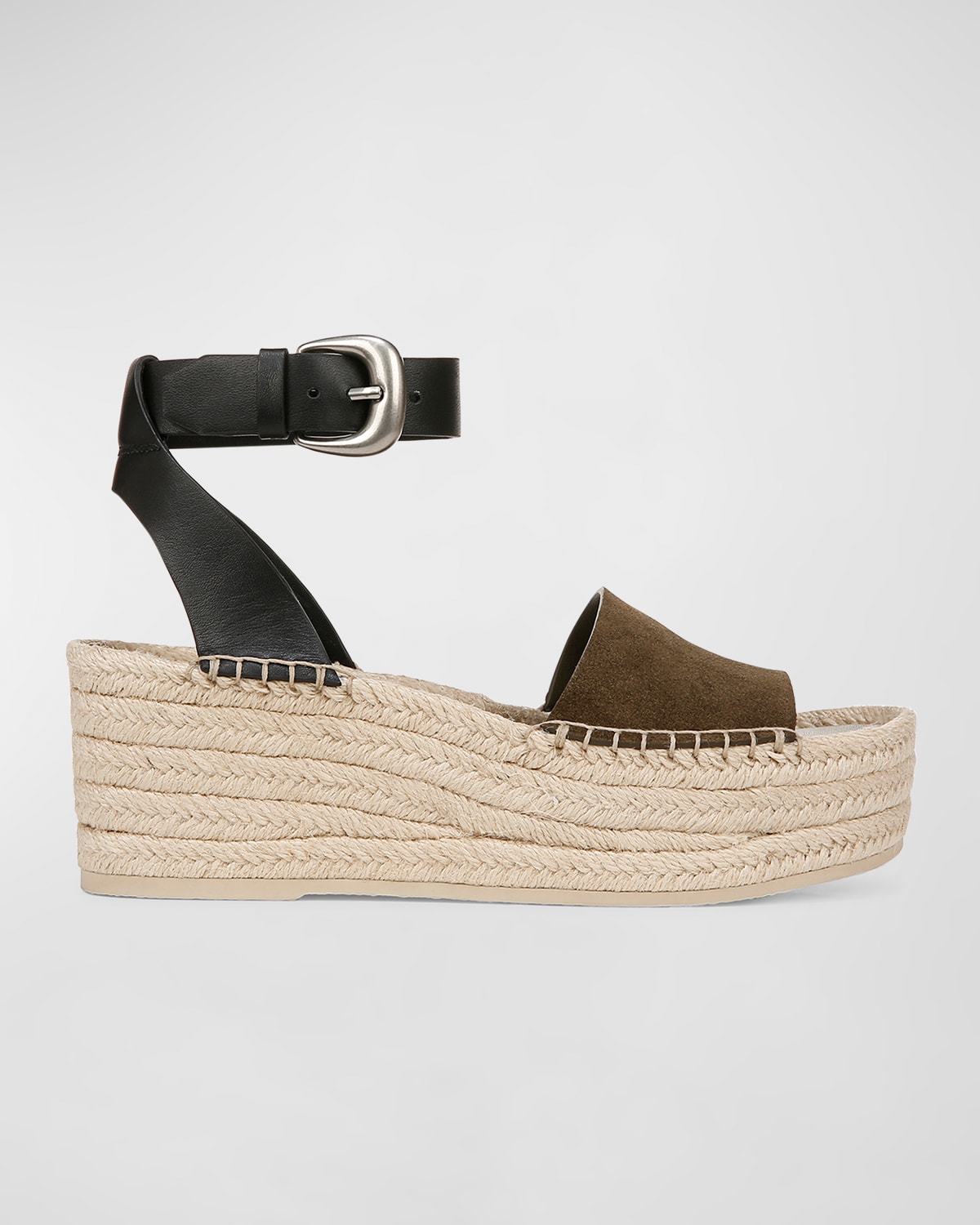 Belisa Mixed Leather Ankle-Strap Espadrilles