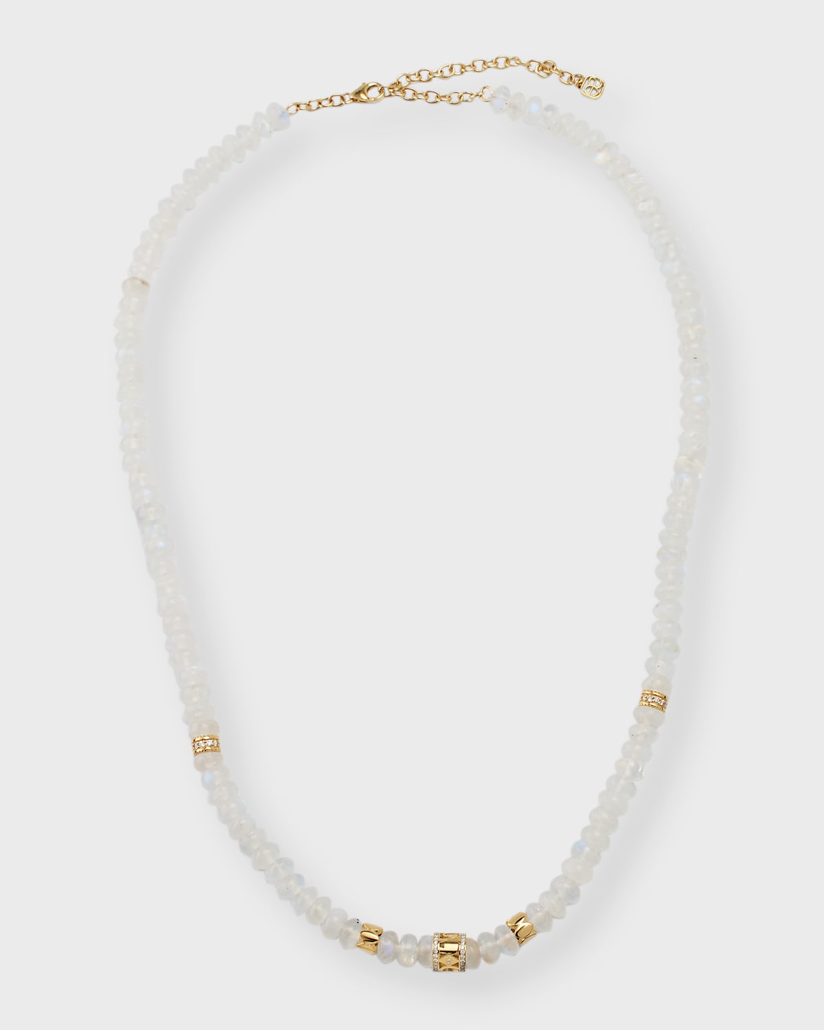 Sydney Evan Gold & Diamond Multi-rondelle Rainbow Moonstone Necklace In White