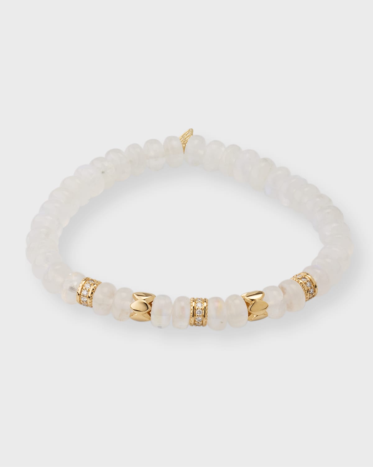 Sydney Evan 14k Yellow Gold Moonstone Bead Bracelet With Diamonds In White