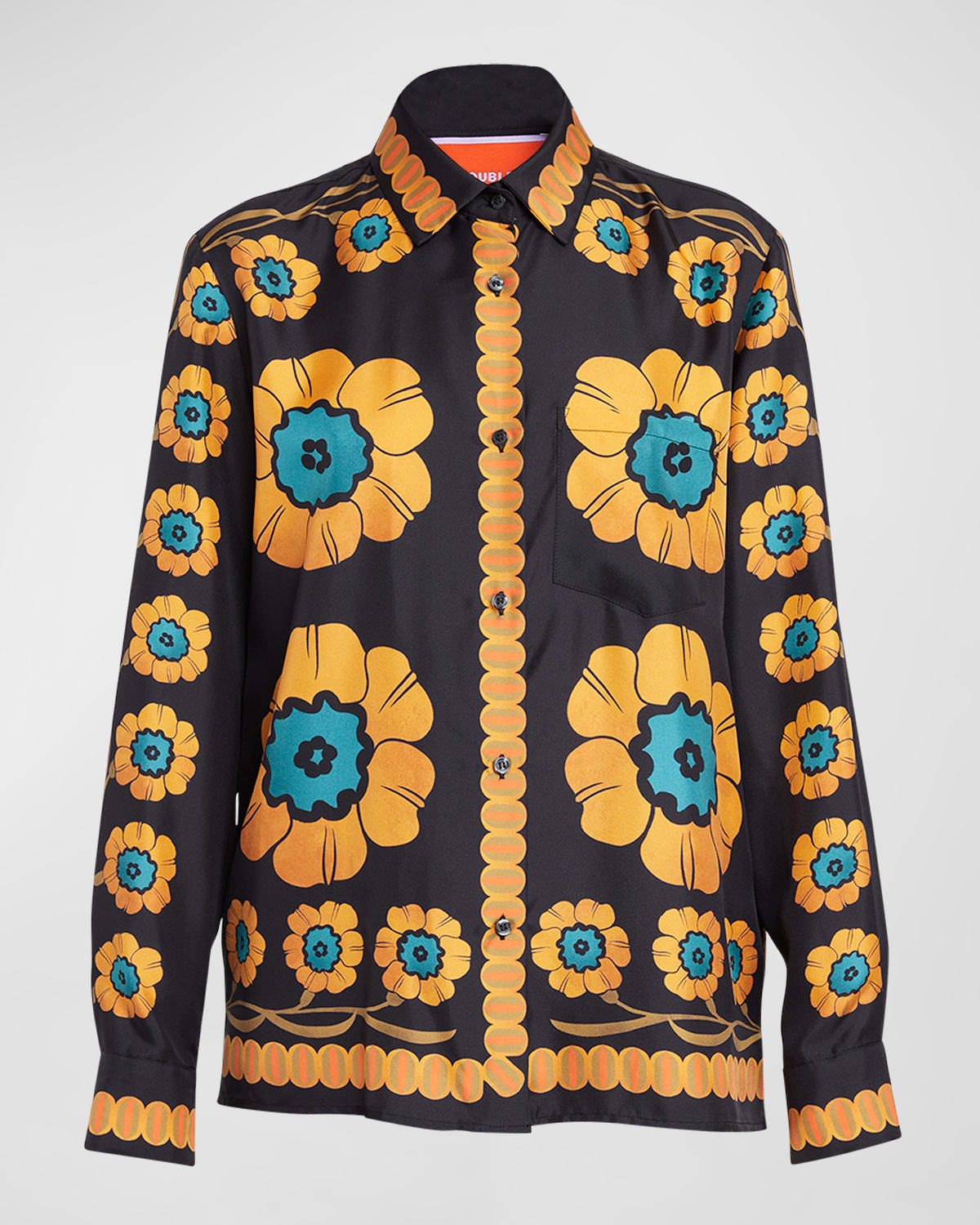 LA DOUBLEJ BOY FLORAL SILK-TWILL BUTTON-FRONT SHIRT