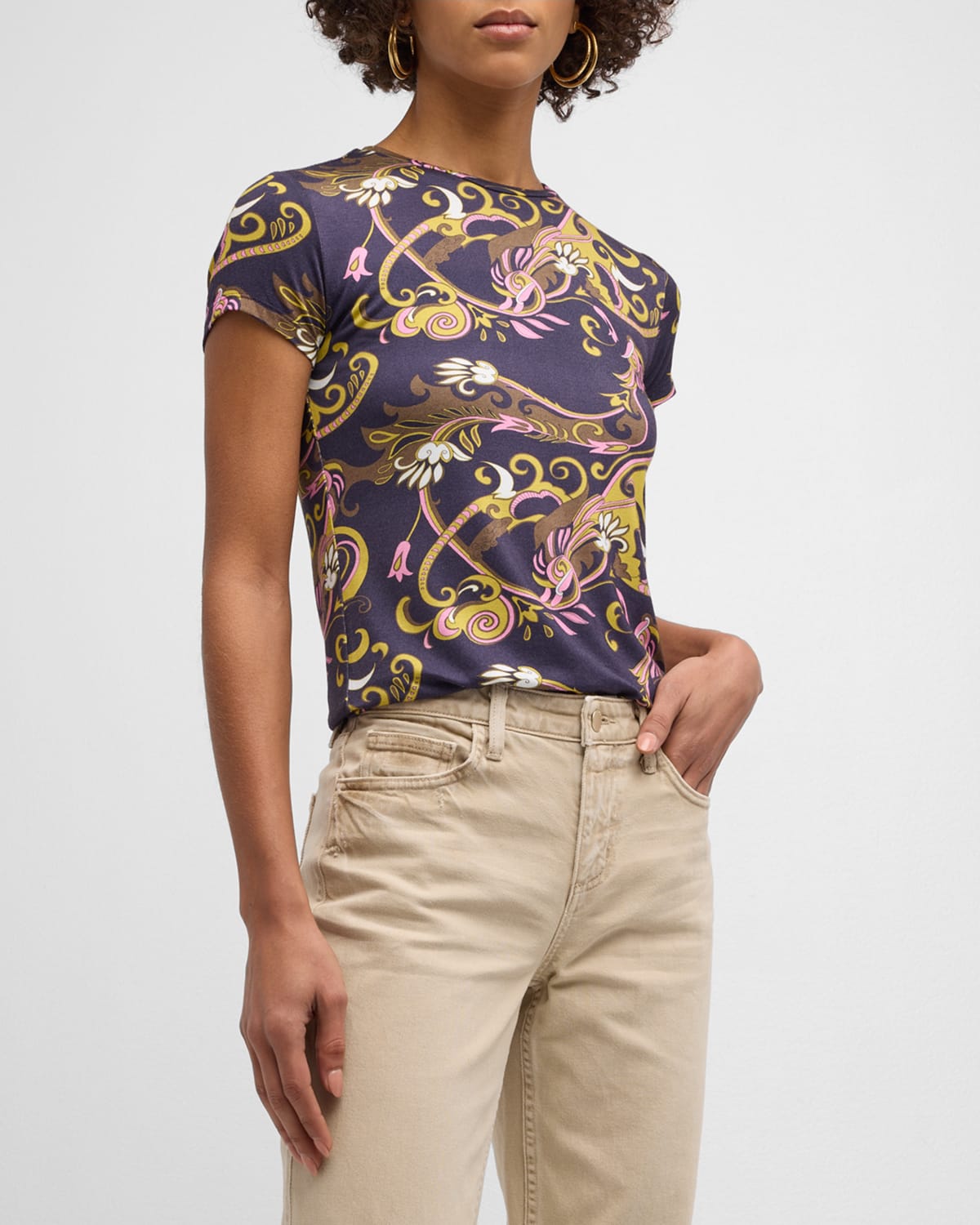 Ressi Short-Sleeve Abstract Print Top