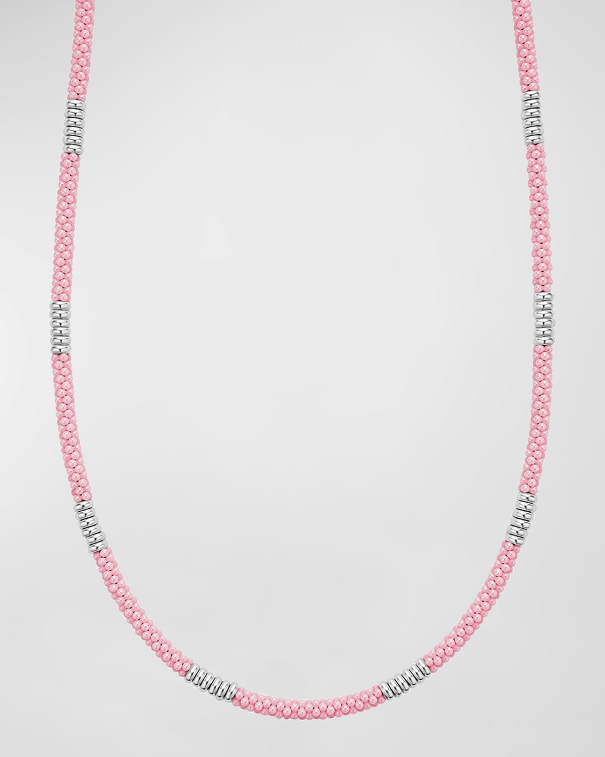 Sterling Silver Pink Caviar 3mm Rope Necklace