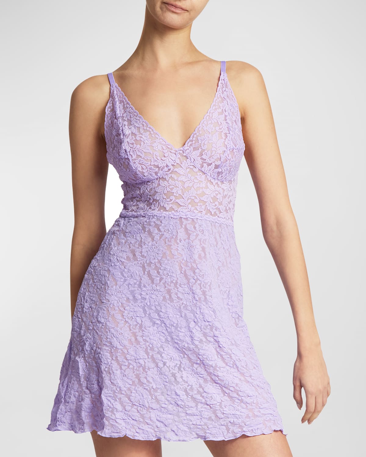 Shop Hanky Panky V-neck Retro Lace Chemise In Wisteria Purple