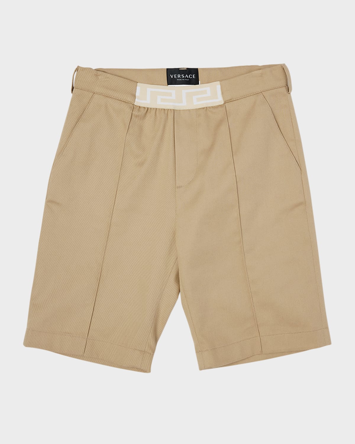 Versace Kids' Boy's Cotton Gabardine Shorts In Beige