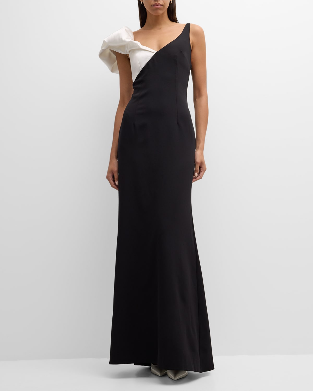 Shop Gigii's Opera Sleeveless Two-tone Ruffle Gown In Black White Bw281