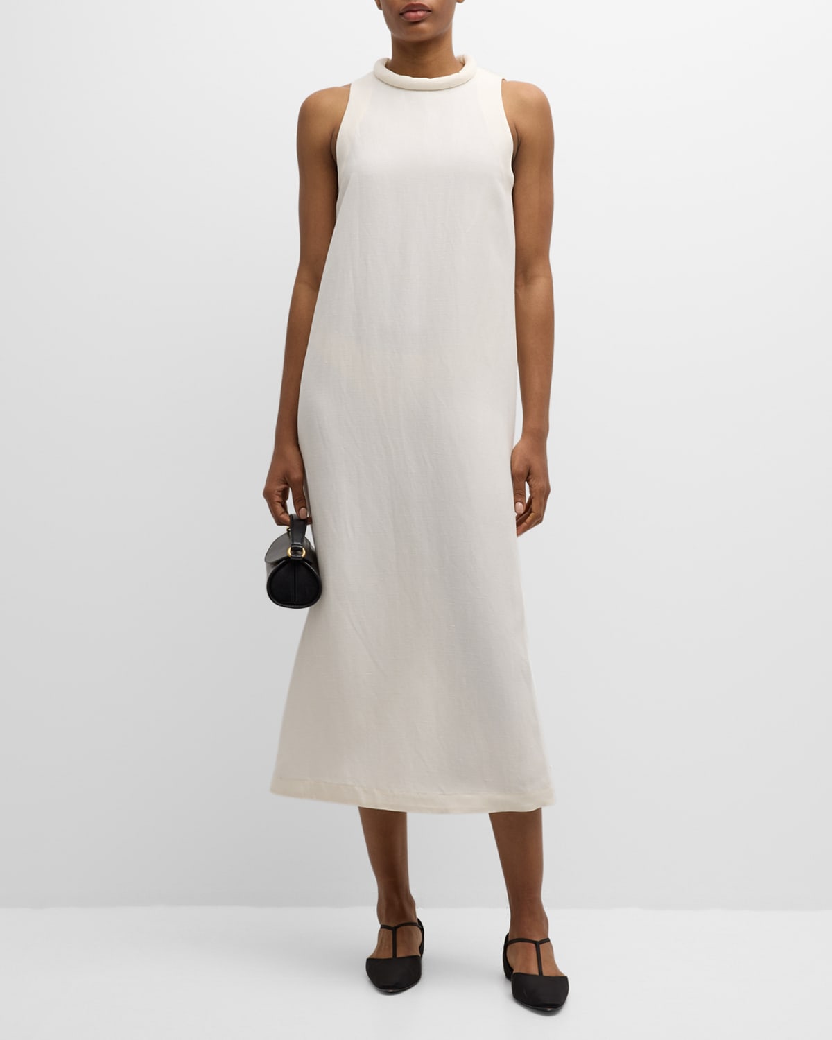 Shop Loulou Studio Rivida Choker Sleeveless Midi Dress In Ivory