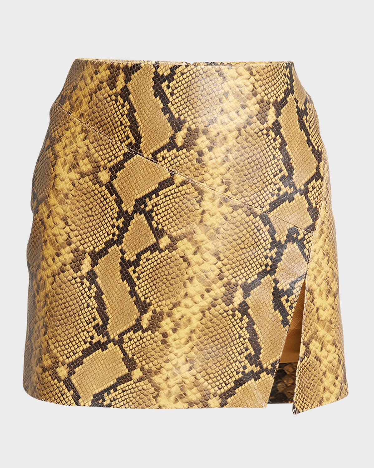 Shop Isabel Marant Blair Snakeskin-embossed Leather Slit Mini Skirt In Natural