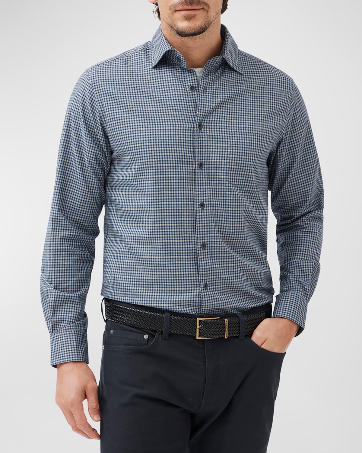 Shop Rodd & Gunn Men's Burrows Slim Fit Casual Button-down Shirt In Midnight