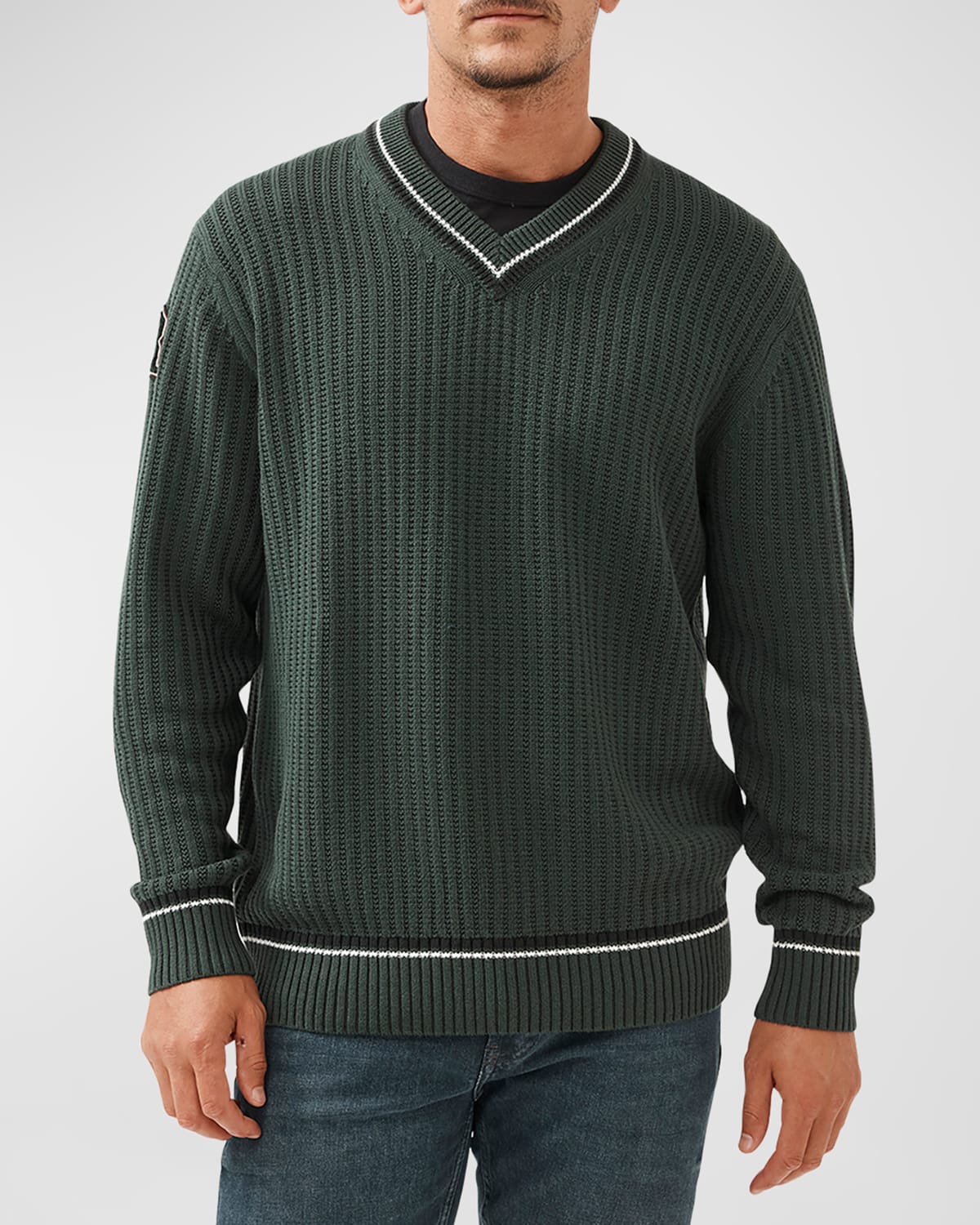 Shop Rodd & Gunn Men's Little Bay Ribbed Knit V-neck Sweater In Forest
