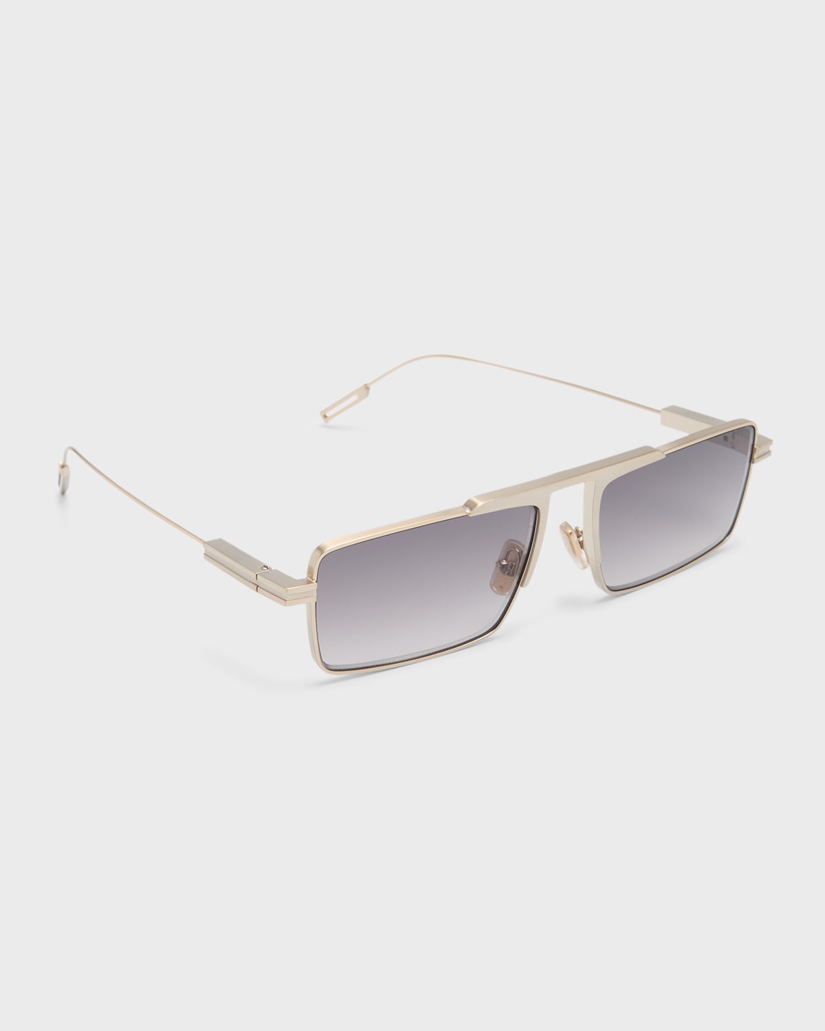 Shop Zegna Men's Ez0233 Metal Rectangle Sunglasses In Shiny Pale Gold