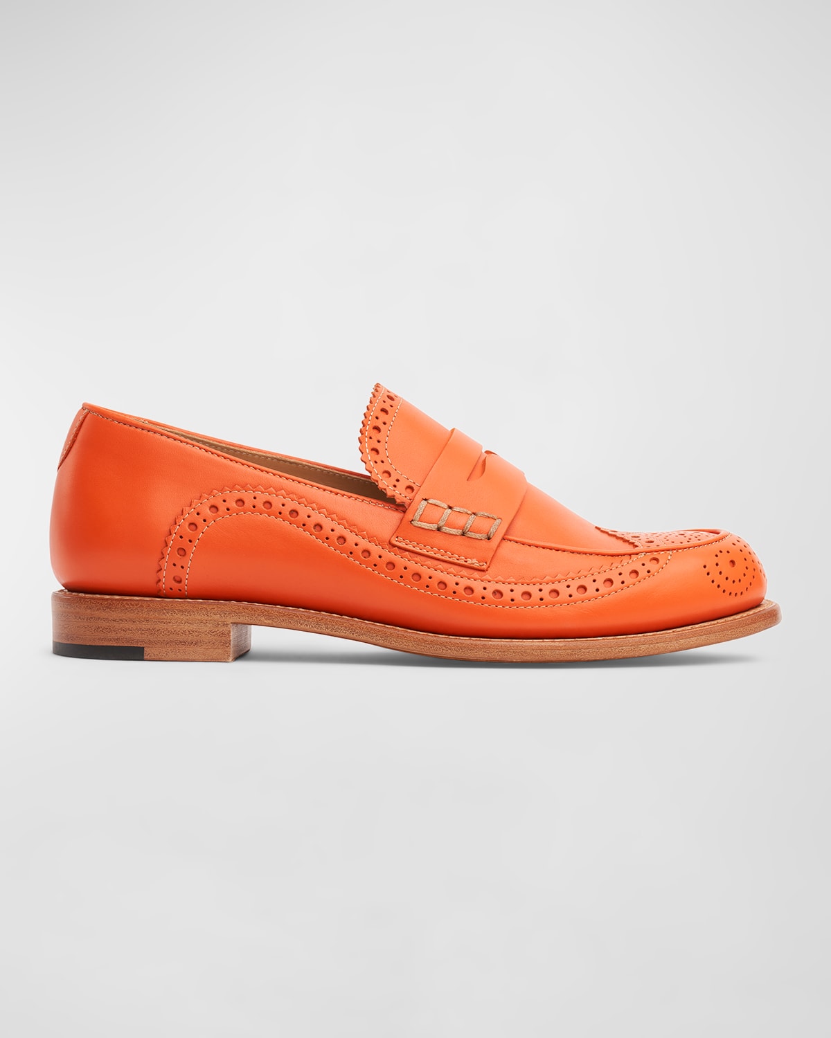 The Office Of Angela Scott Ms. Charlotte Leather Penny Loafers In Orange