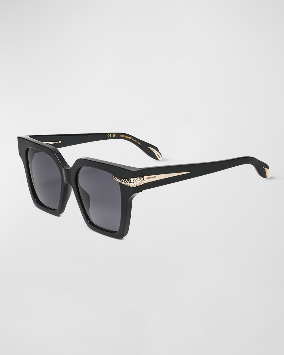 ROBERTO CAVALLI EMBELLISHED ACETATE SQUARE SUNGLASSES 