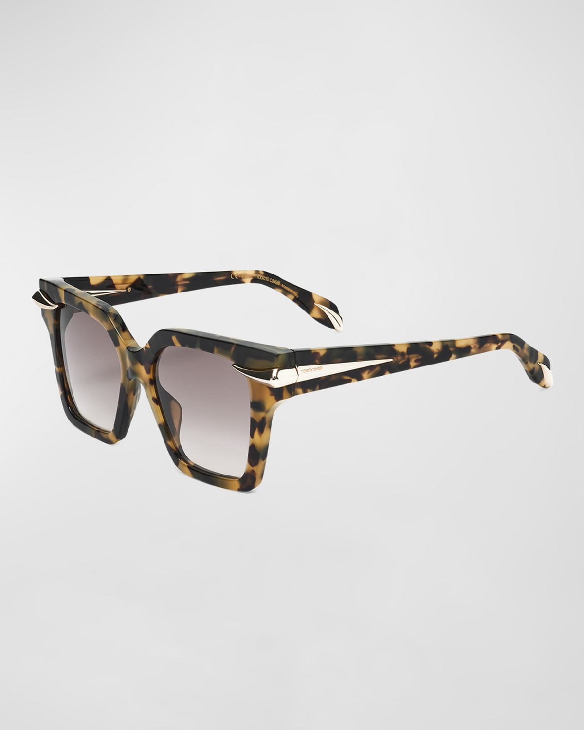 Roberto Cavalli Embellished Acetate Square Sunglasses In Shiny Vintage Havana