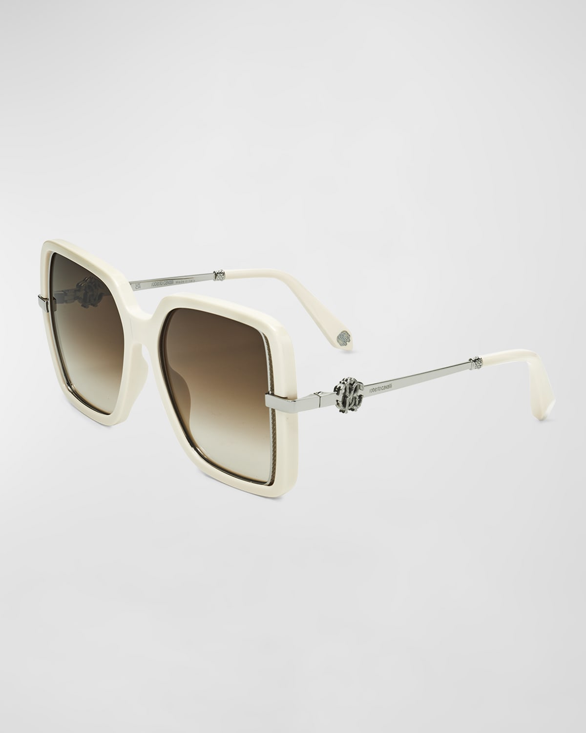 ROBERTO CAVALLI RC LOGO ACETATE & METAL SQUARE SUNGLASSES 