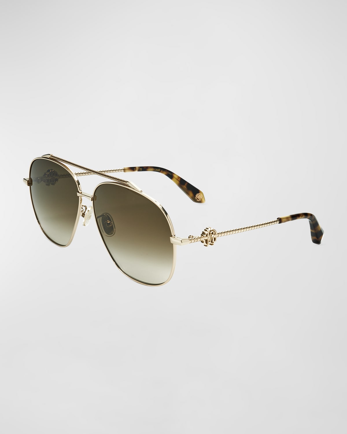 ROBERTO CAVALLI ICONIC RC GRADIENT METAL & ACETATE AVIATOR SUNGLASSES 