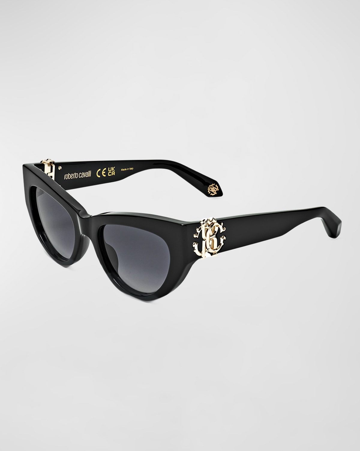 Roberto Cavalli Iconic Rc Acetate Cat-eye Sunglasses In Shiny Black