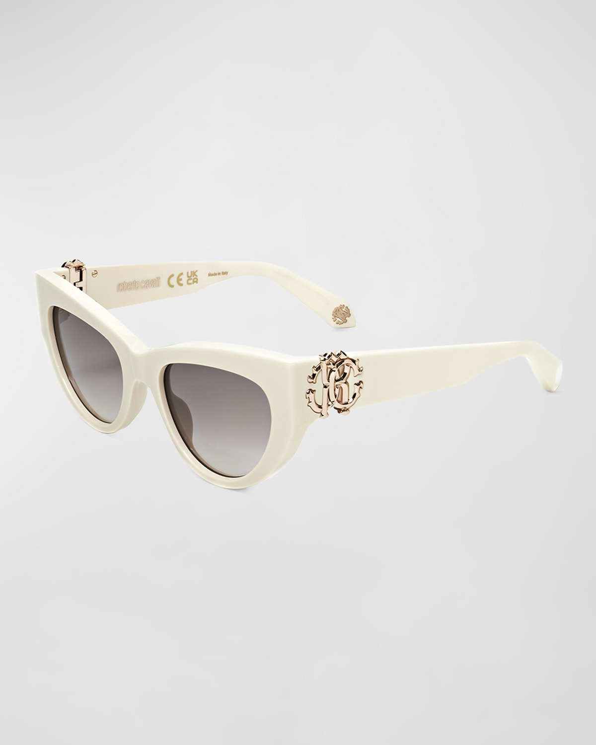 Roberto Cavalli Iconic Rc Acetate Cat-eye Sunglasses In Shiny Cream