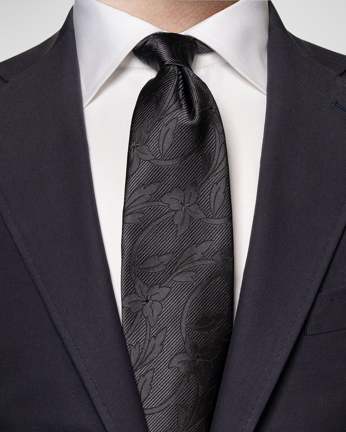 Eton Men's Floral Jacquard Silk Evening Tie In Grey