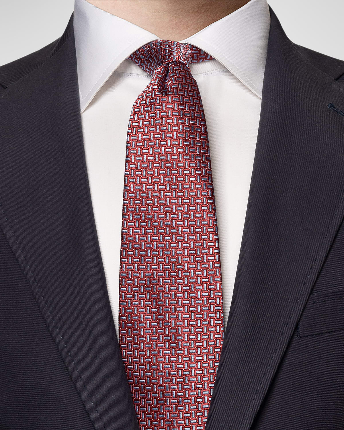 Eton Woven Silk Classic Tie In Red