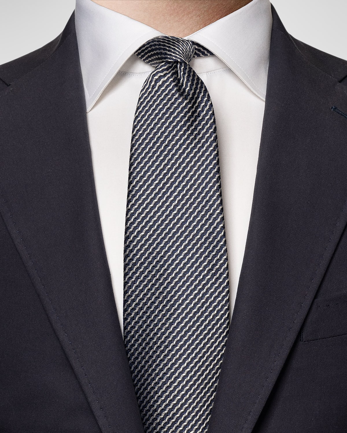 Shop Eton Men's Fine Striped Woven Silk Tie In Blue
