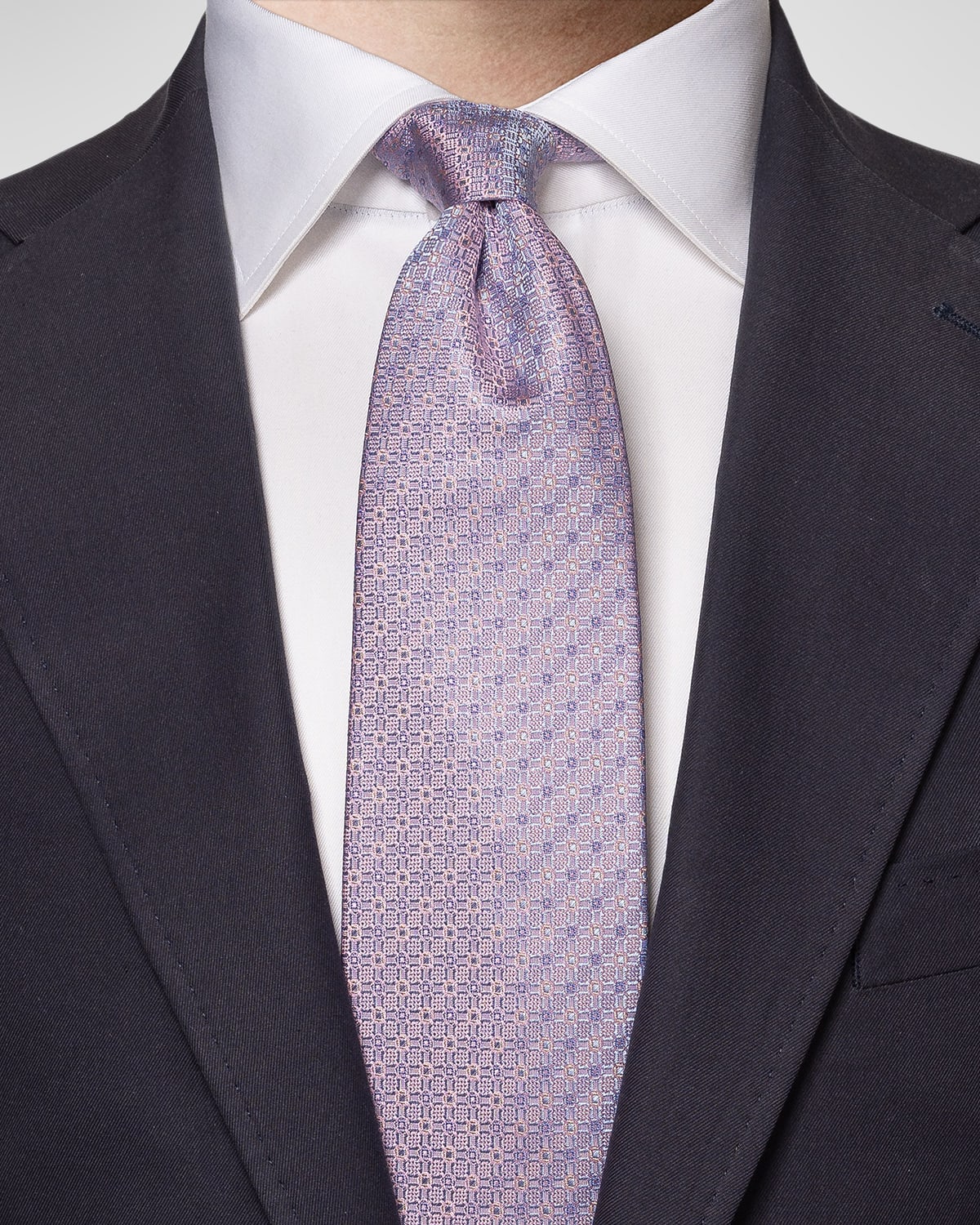 Eton Men's Geometric Woven Silk Tie In Pink Red