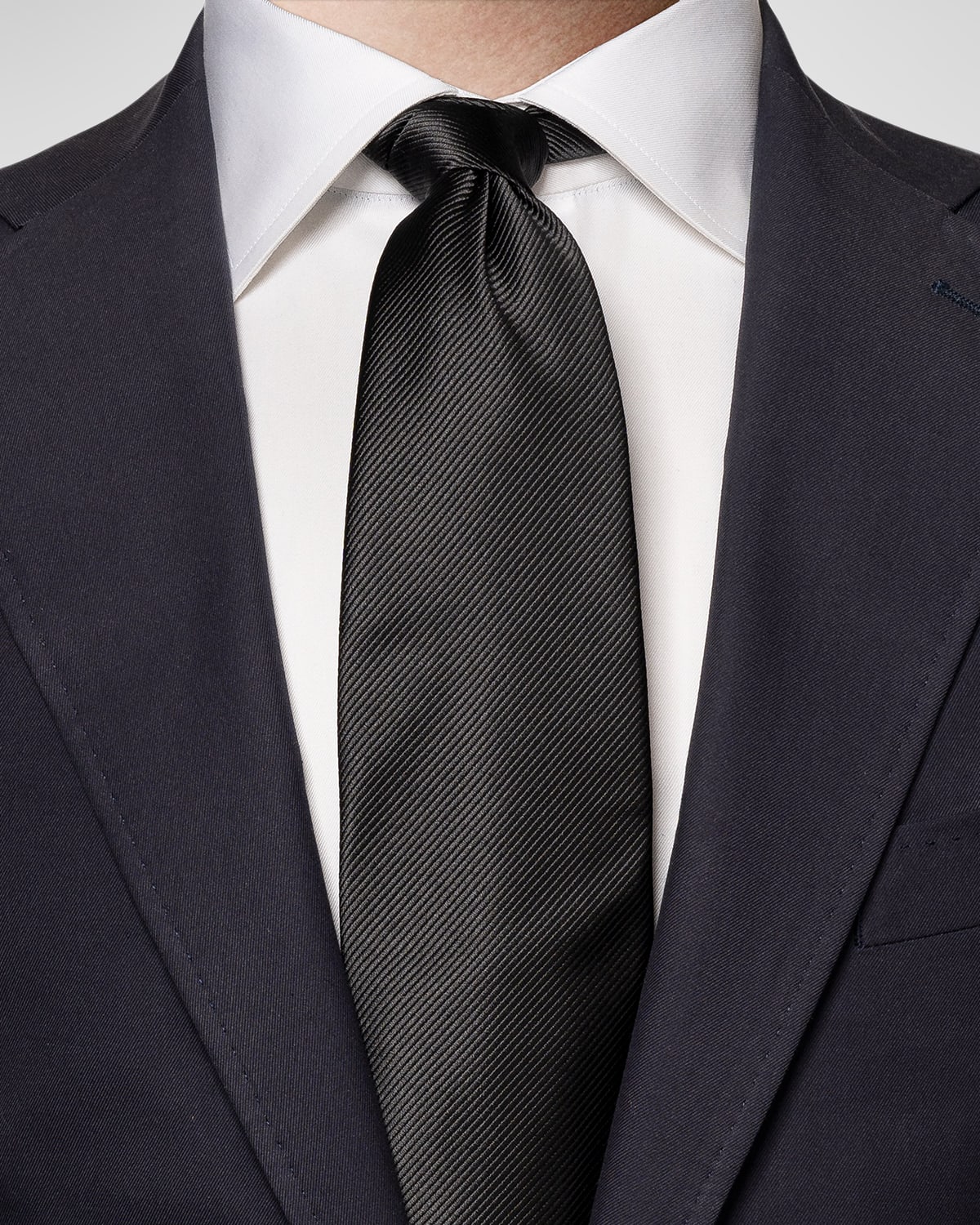 Shop Eton Men's Solid Silk Twill Tie In Black