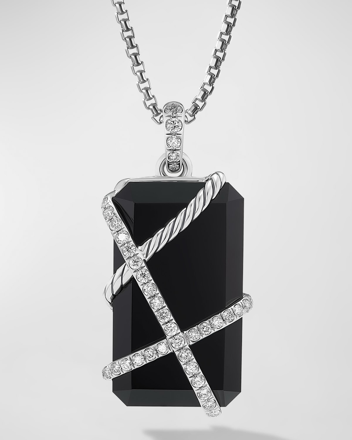 David Yurman Sterling Silver Cable Wrap Diamond Amulet In Abodi