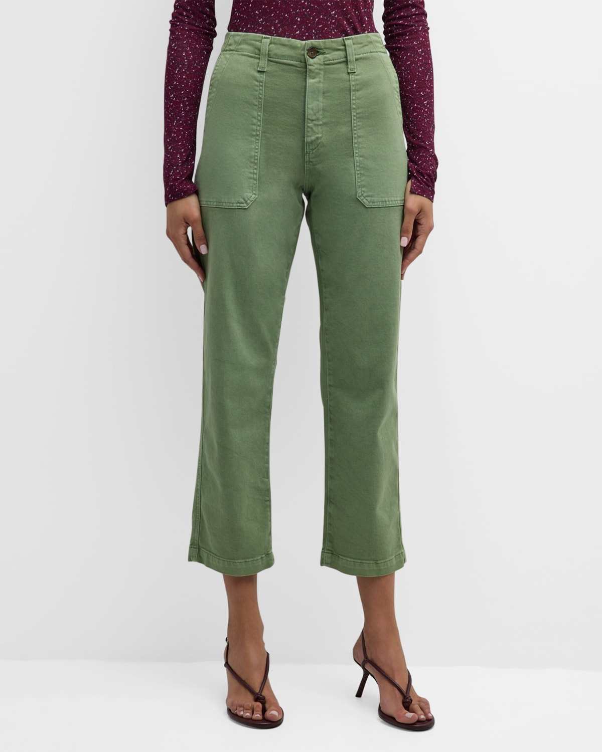 Ag Analeigh High Rise Straight Leg Jeans In Sulfur Forest Green In Sulfur Forest Pik