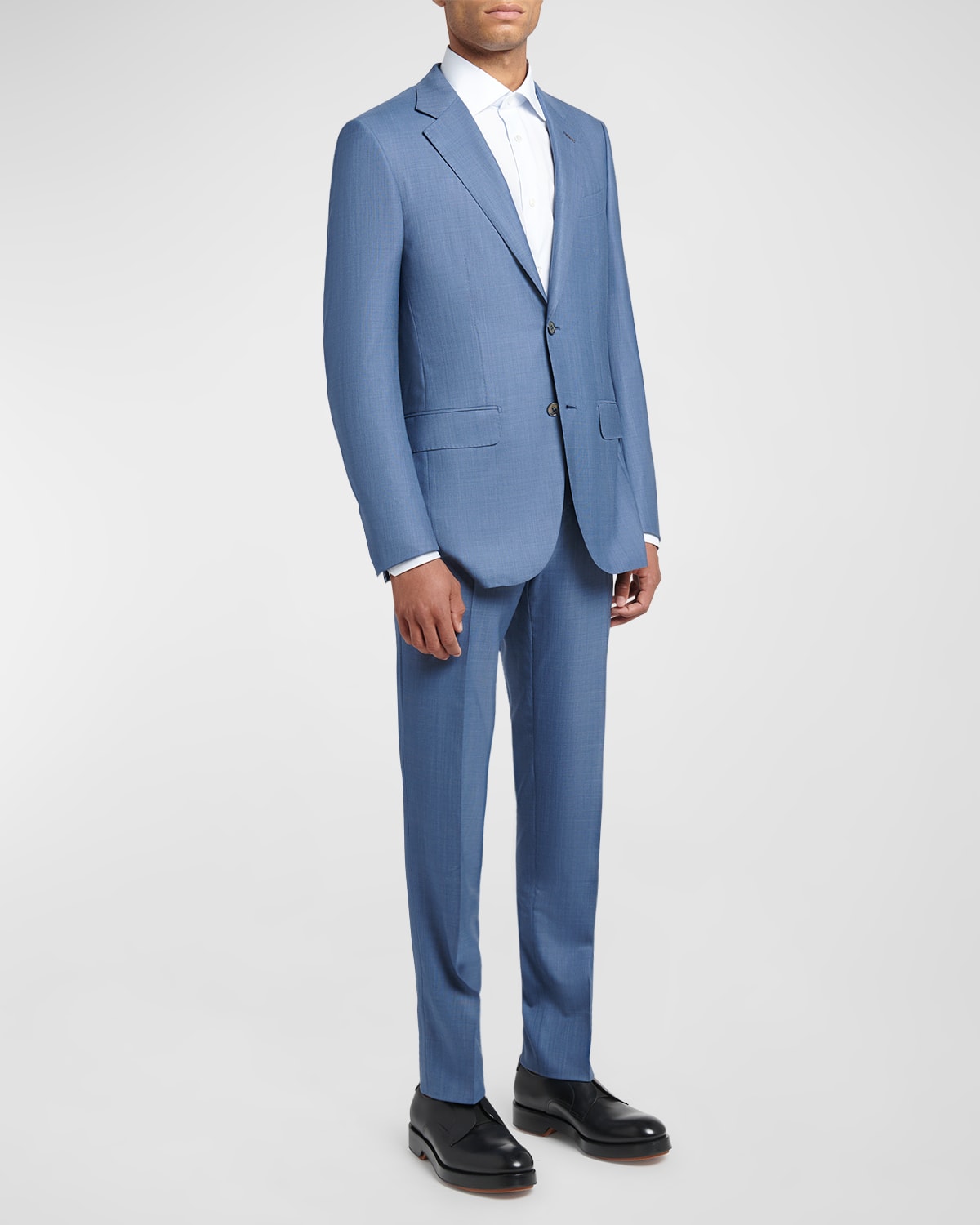 Zegna Men's Plaid Couture Wool Suit In Medium Blue